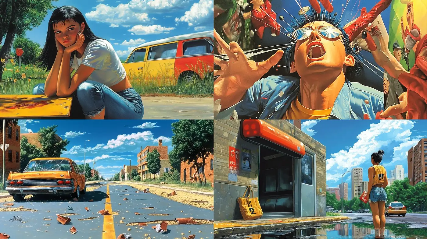 Saturated Era Reflections: A Fusion of Realism and Graphic Novel Vibrance - Midjourney sref style