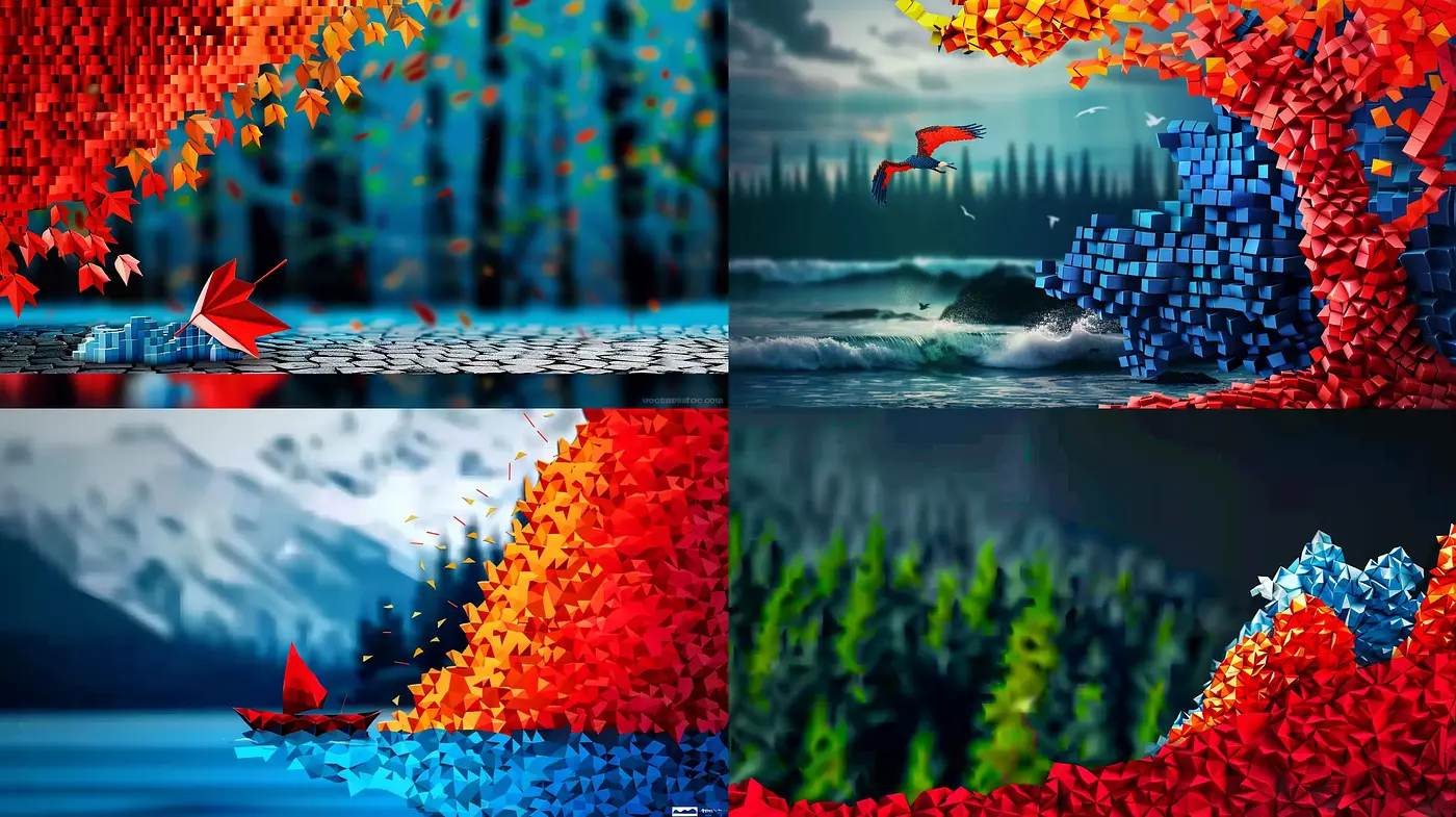 Amalgamated Mosaic Landscapes: A Colorful Convergence of Nature and Abstraction - Midjourney sref style