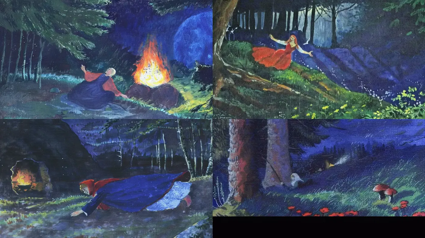 Enigmatic Twilight in Enchanted Woods: A Dreamlike Fusion of Vivid Colors and Textures - Midjourney sref style