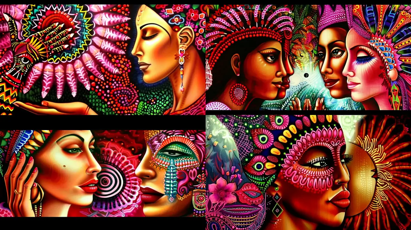 Luminous Ethereal Portraiture with Psychedelic Art Nouveau Fusion - Midjourney sref style