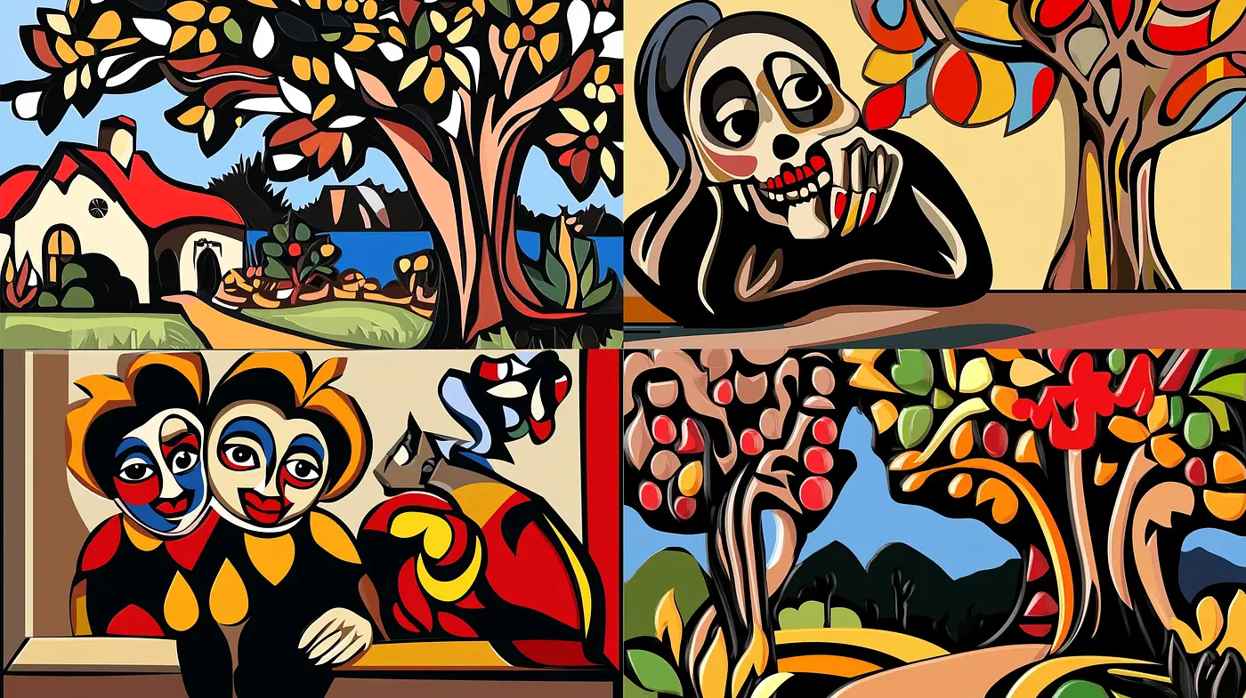 Vibrant Postmodern Pastiches with a Whimsical Twist - Midjourney sref style