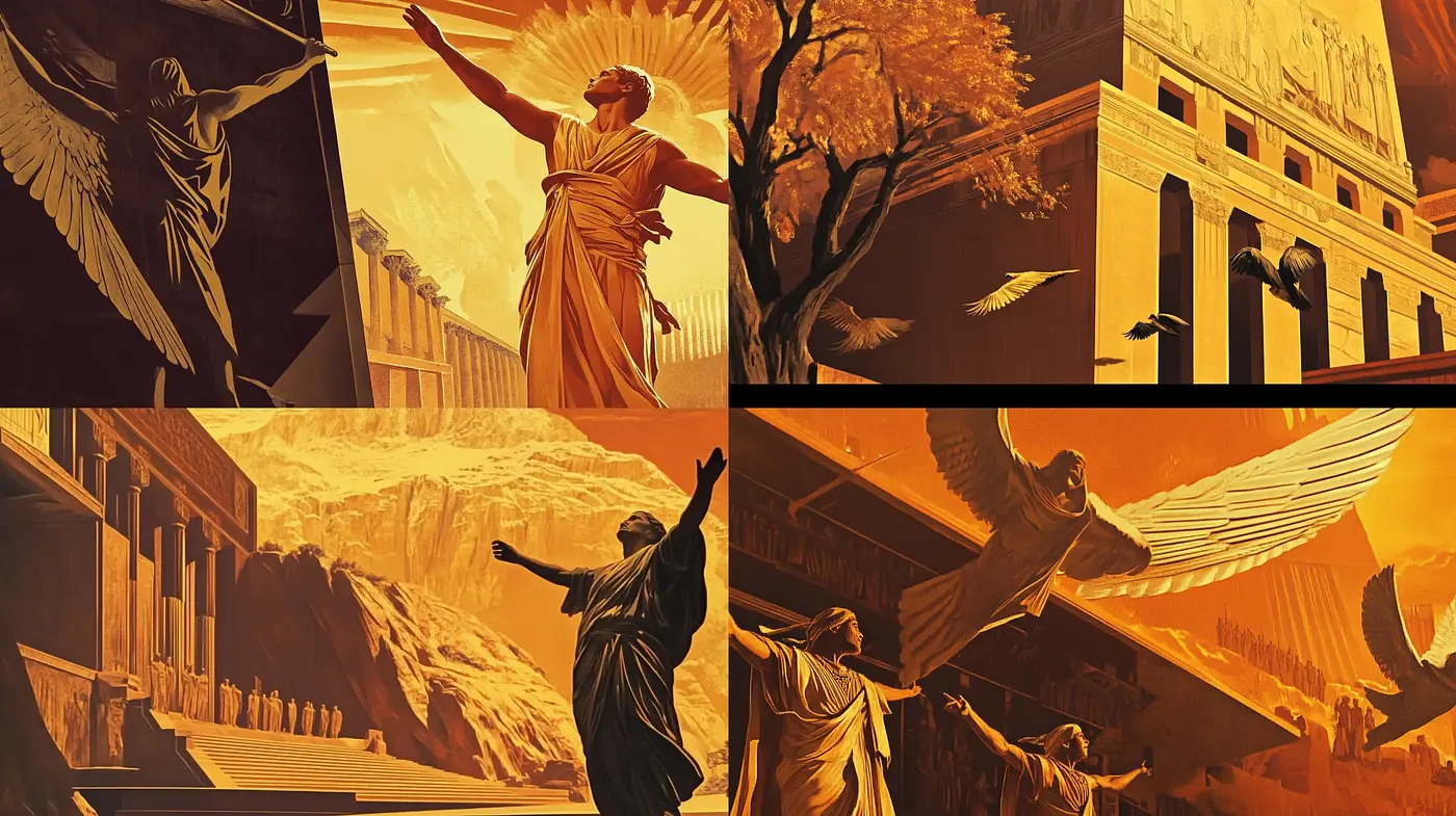 Epic Warm Toned Neoclassical Digital Frescoes - Midjourney sref style