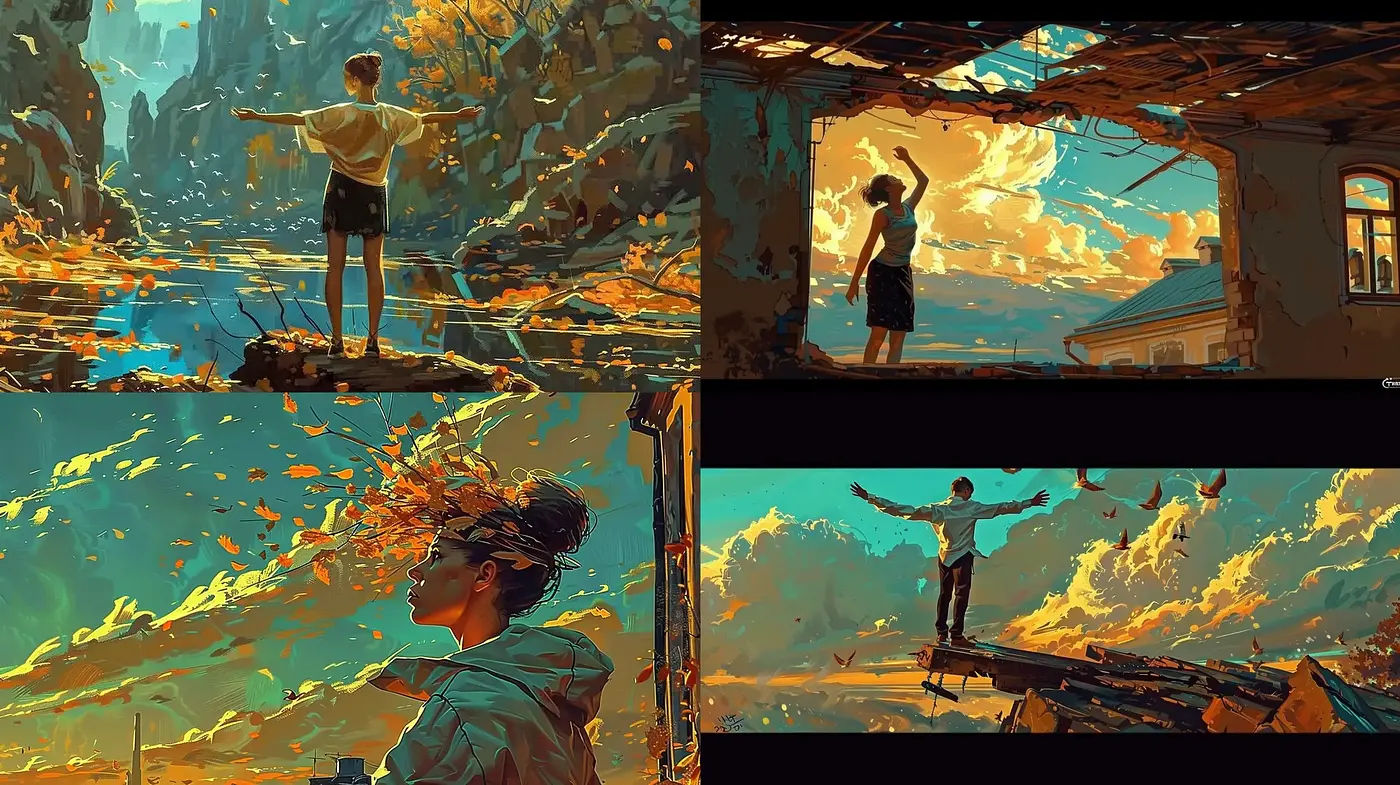 Ethereal Sun-Drenched Dreamscape with Expressive Brushwork - Midjourney sref style
