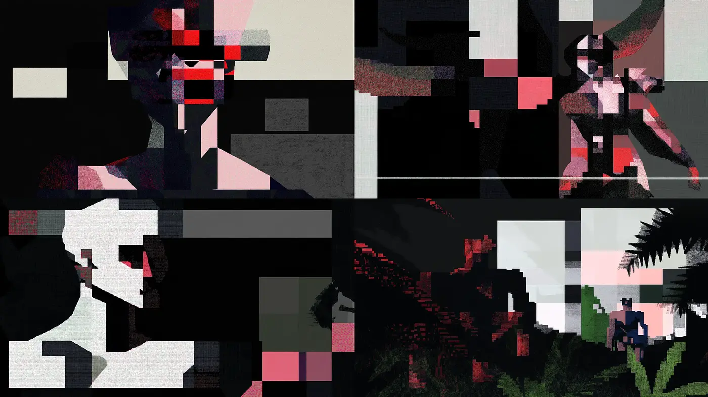 Abstract Geometric Expression with Monochromatic Tinges and Pop Cultural Undertones - Midjourney sref style
