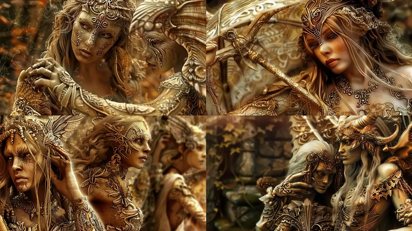 Baroque Fantasy: A Fusion of Elaborate Ornaments and Mythical Elegance - Midjourney sref style