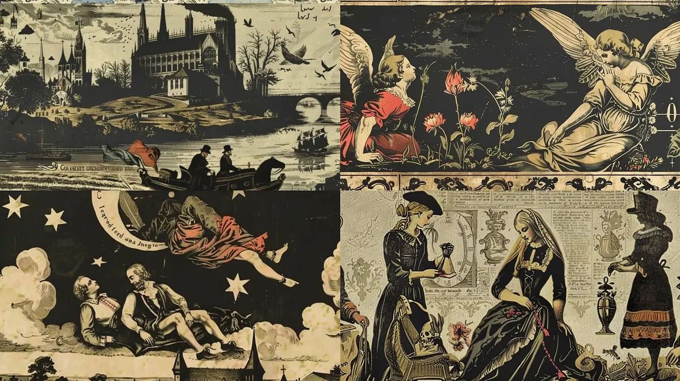 Ethereal Nostalgia: An Artistic Reverie in Sepia and Sable - Midjourney sref style