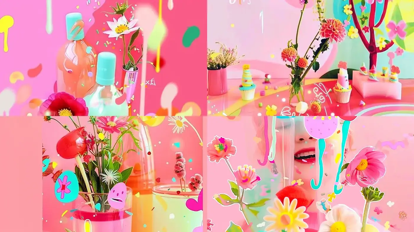Vibrant and Playful Floral Aesthetics with a Whimsical Touch - Midjourney sref style