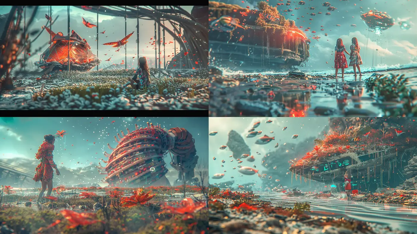 Dystopian Elegy: A Fusion of Organic and Futuristic Aesthetics - Midjourney sref style