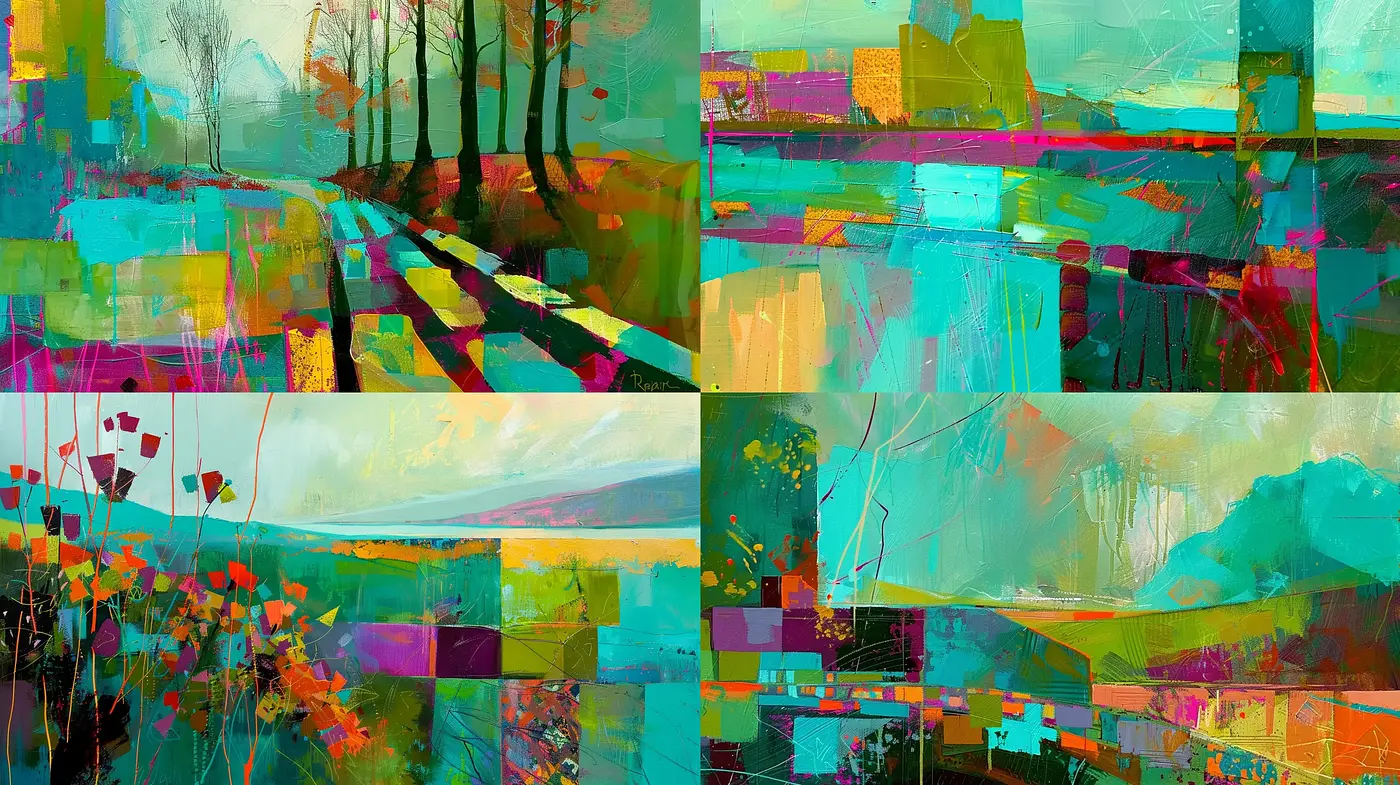 Abstract Geometric Landscape Fusion - Midjourney sref style