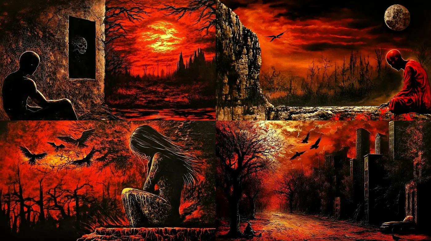 Eerie Red Infused Gothic Artistry - Midjourney sref style
