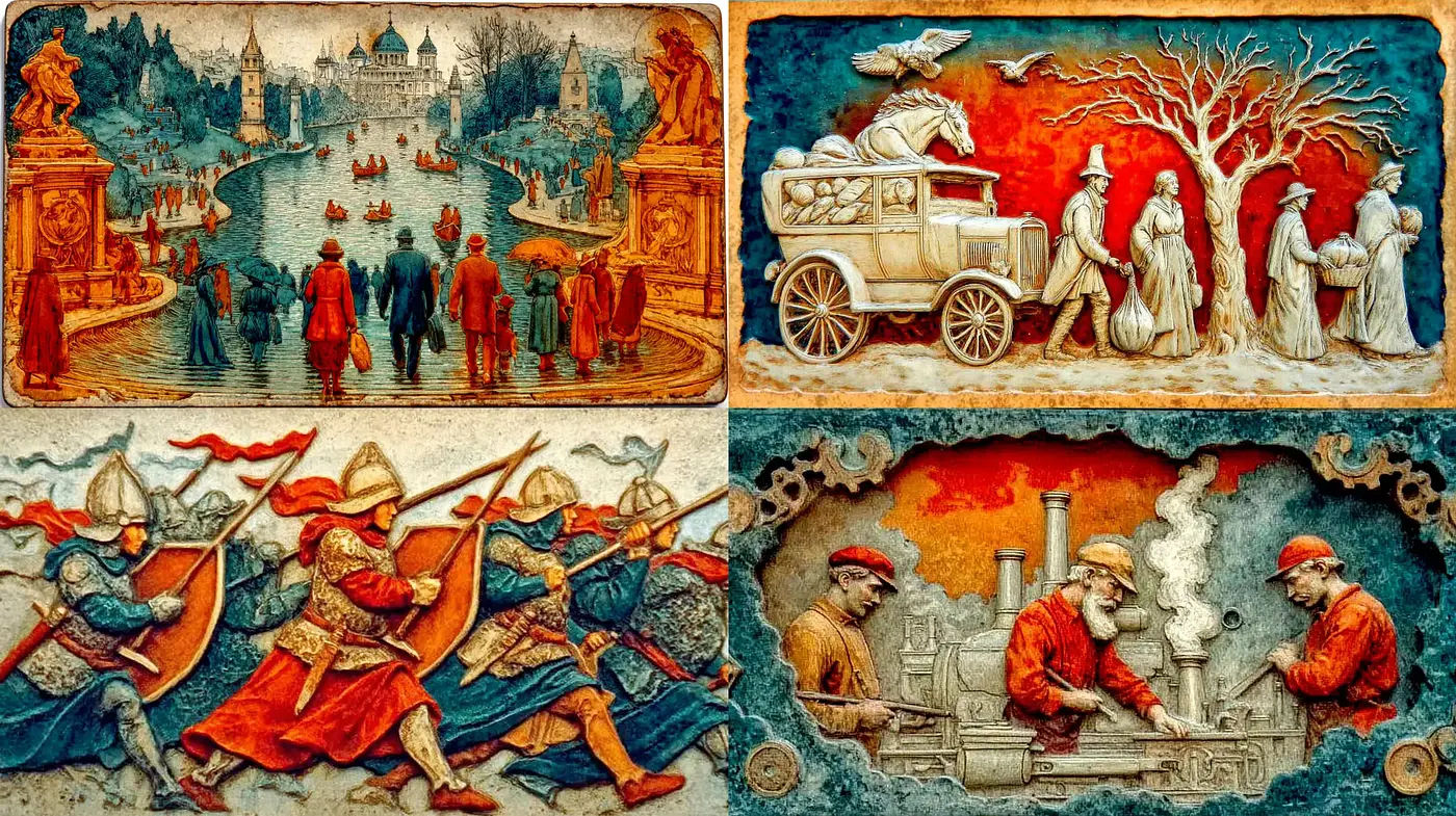 Intricate Visual Narratives with Rich Historical Contexts - Midjourney sref style