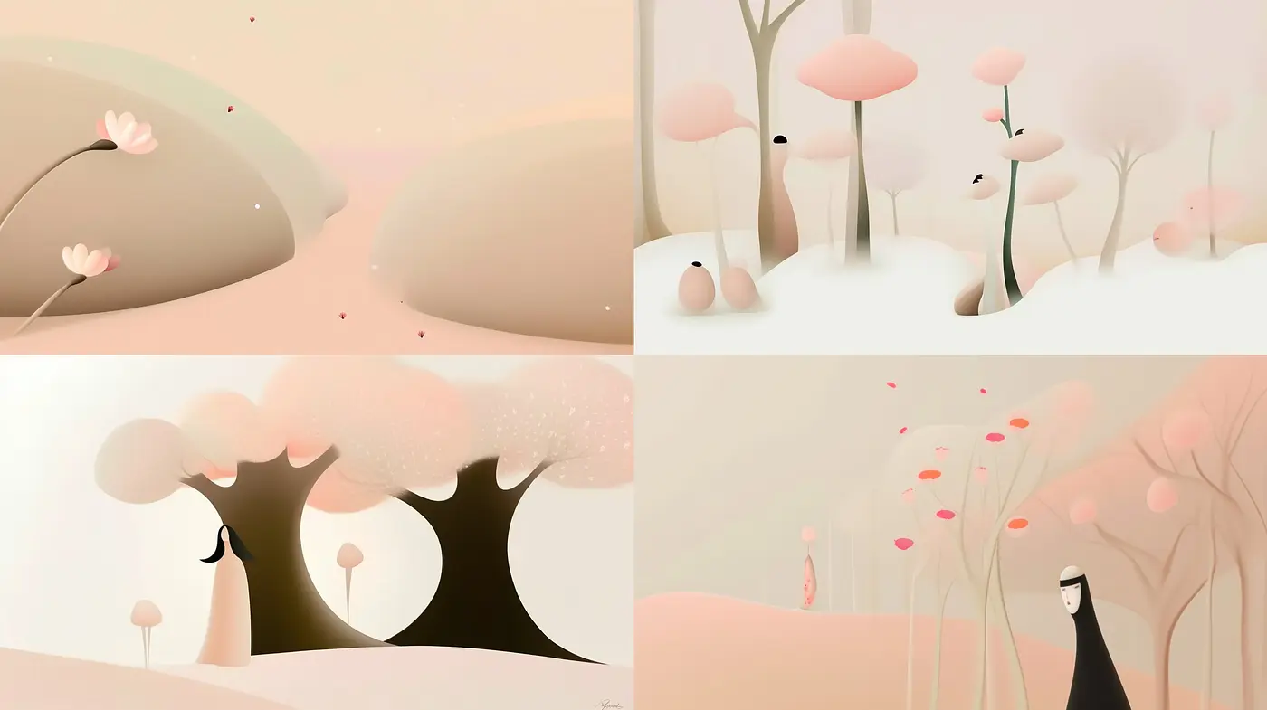 Serene Pastel Dreamscape: A Consistent Exploration of Soft Hues and Gentle Shapes - Midjourney sref style