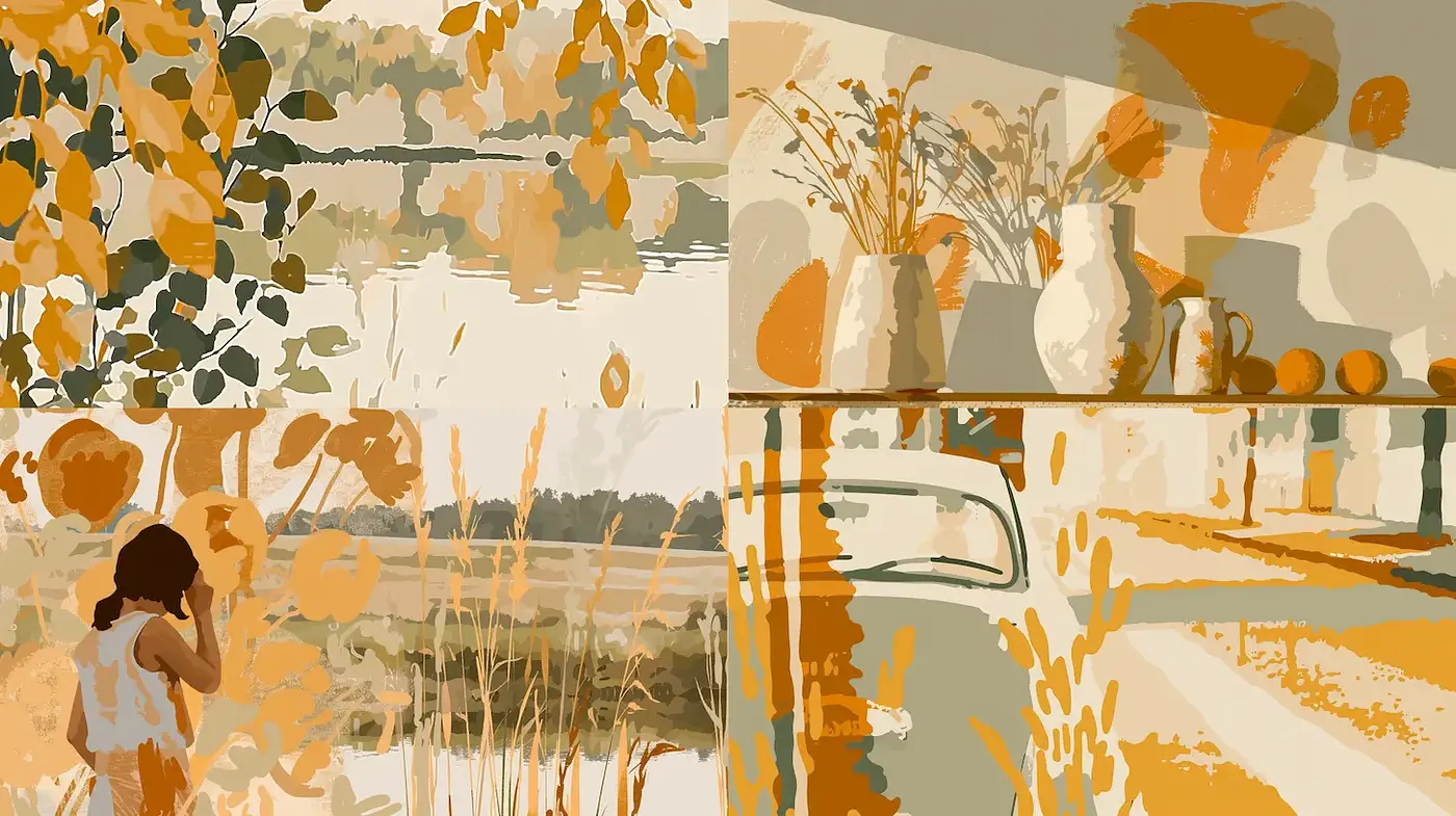 Warm and Textured Illustrations with a Nostalgic Mood - Midjourney sref style