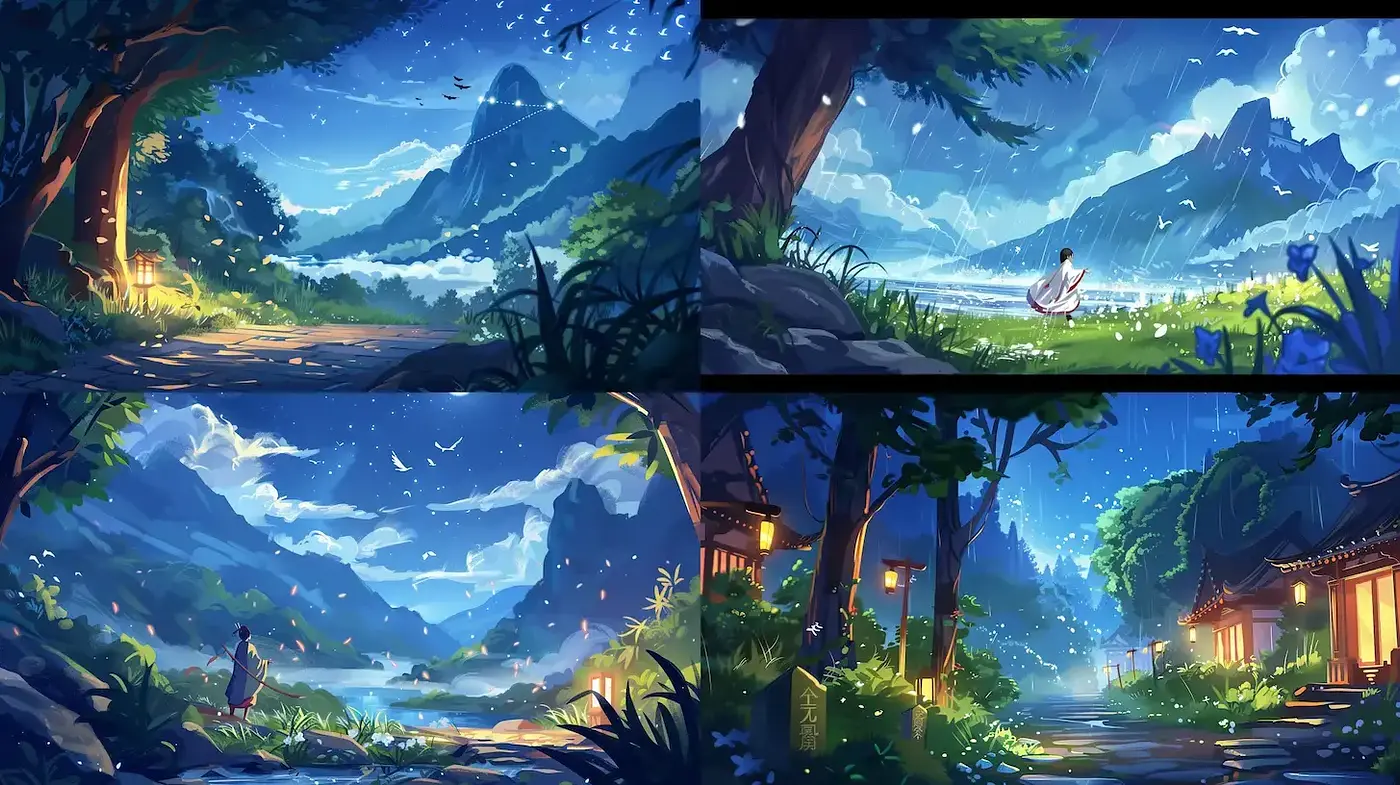 Serene Landscapes with a Dreamlike Glow - Midjourney sref style