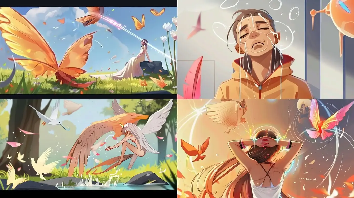 Luminous Ephemeral Dreamscape: A Harmonious Fusion of Anime-influenced Illustration and Magical Realism - Midjourney sref style