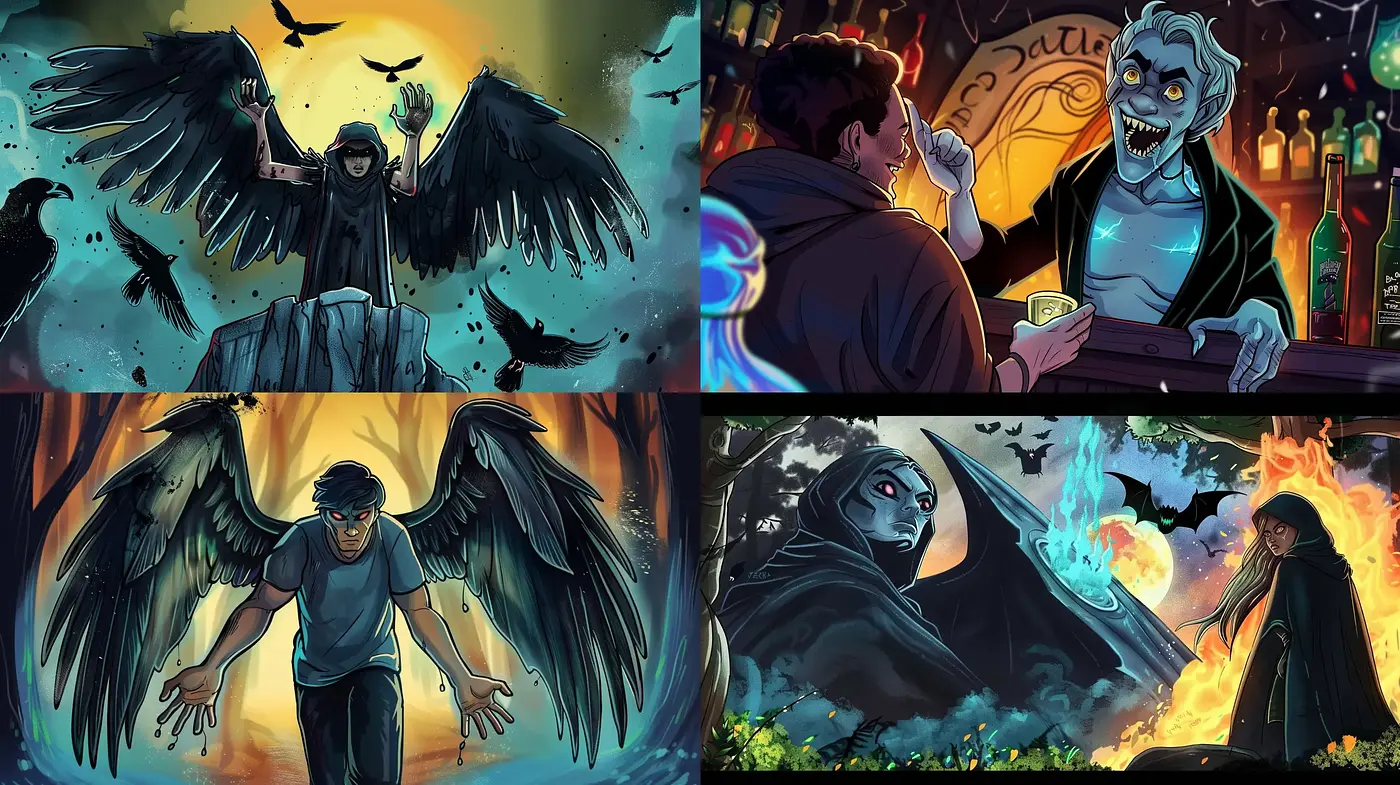 Ethereal Nocturne: A Fusion of Fantasy and Graphic Novel Aesthetics - Midjourney sref style
