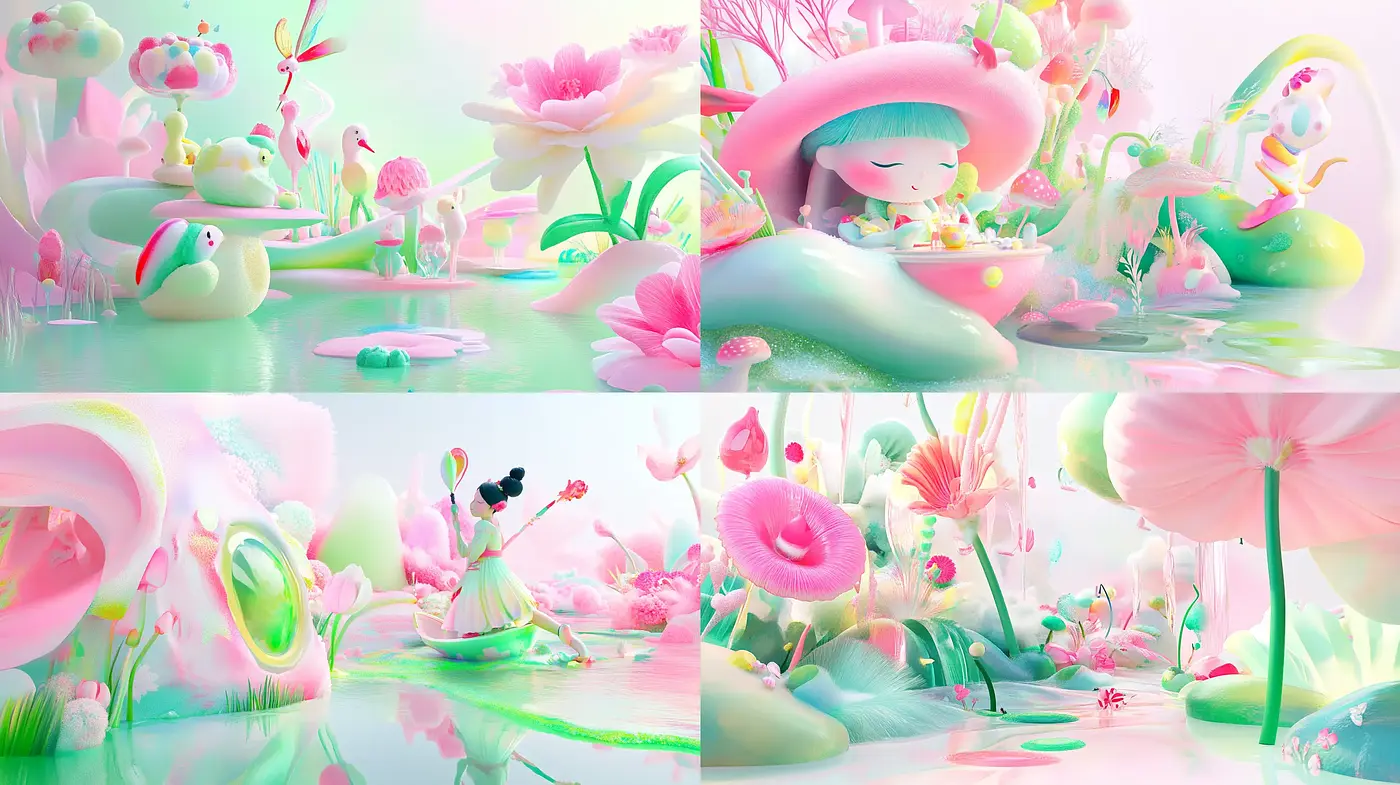 Surreal Pastel Dreamscape with Ethereal Overtones - Midjourney sref style