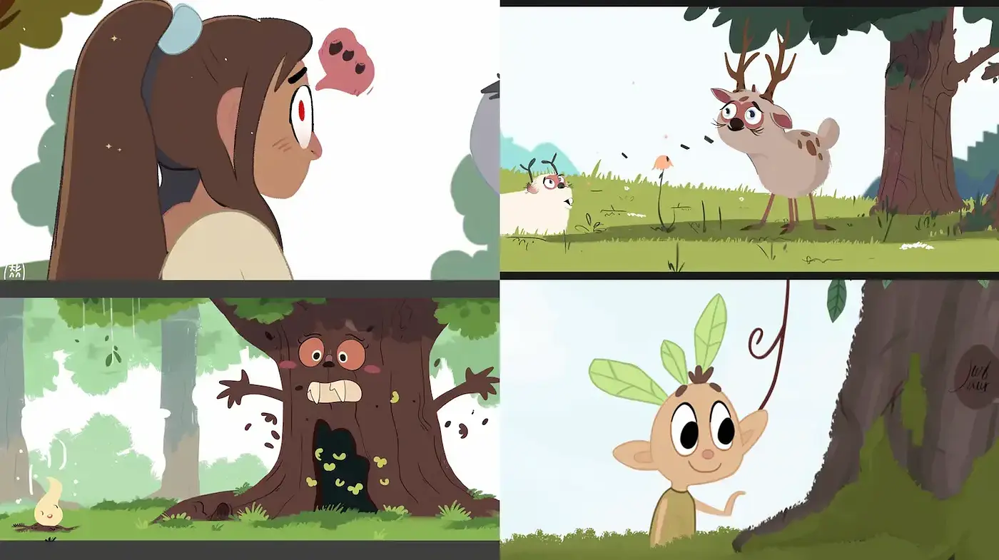 Whimsical and Playful Illustrative Style with Nature Themes - Midjourney sref style