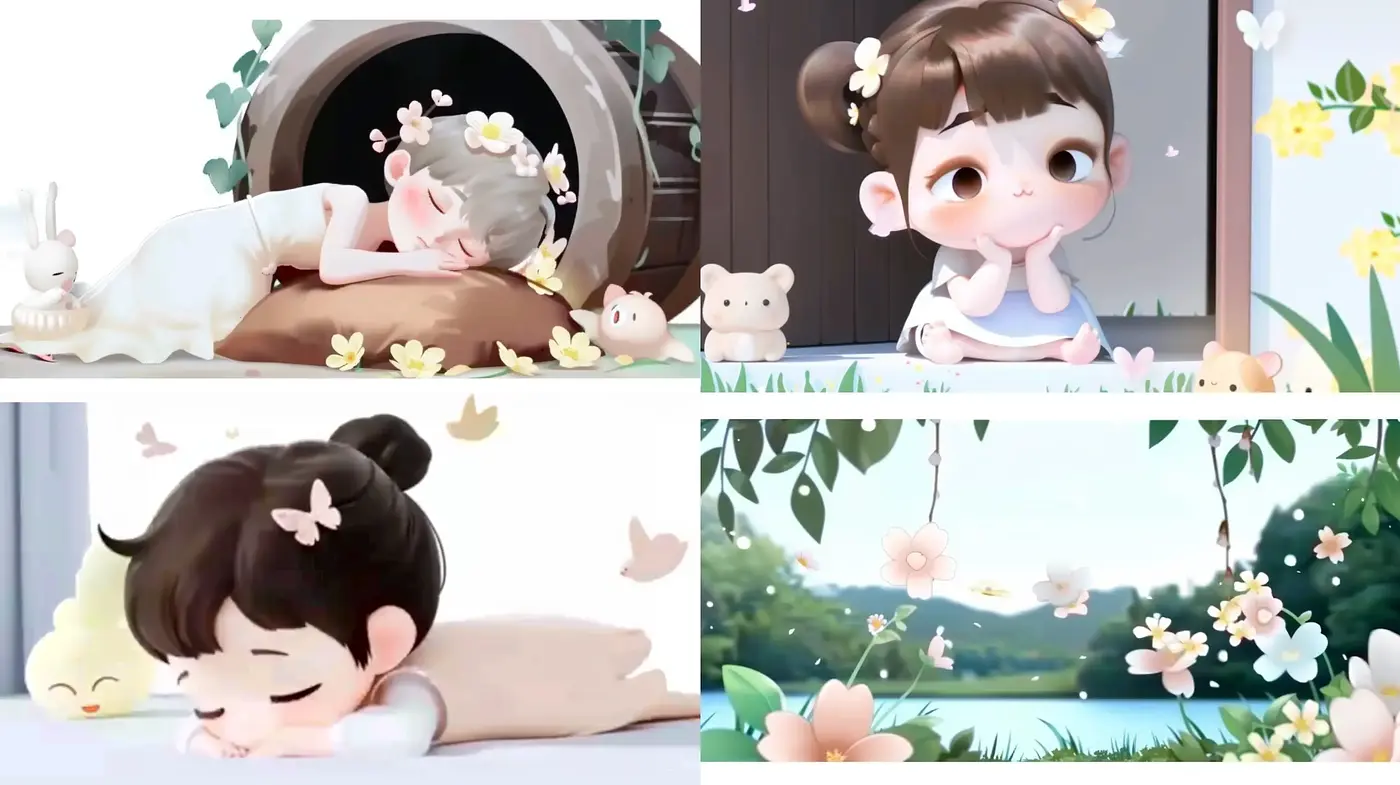 Whimsical Pastel Dreamscapes with Animated Serenity - Midjourney sref style