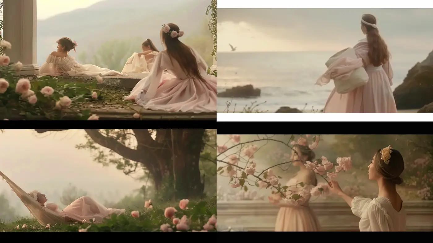 Ethereal Pastel Dreamscape with a Romantic Period Essence - Midjourney sref style