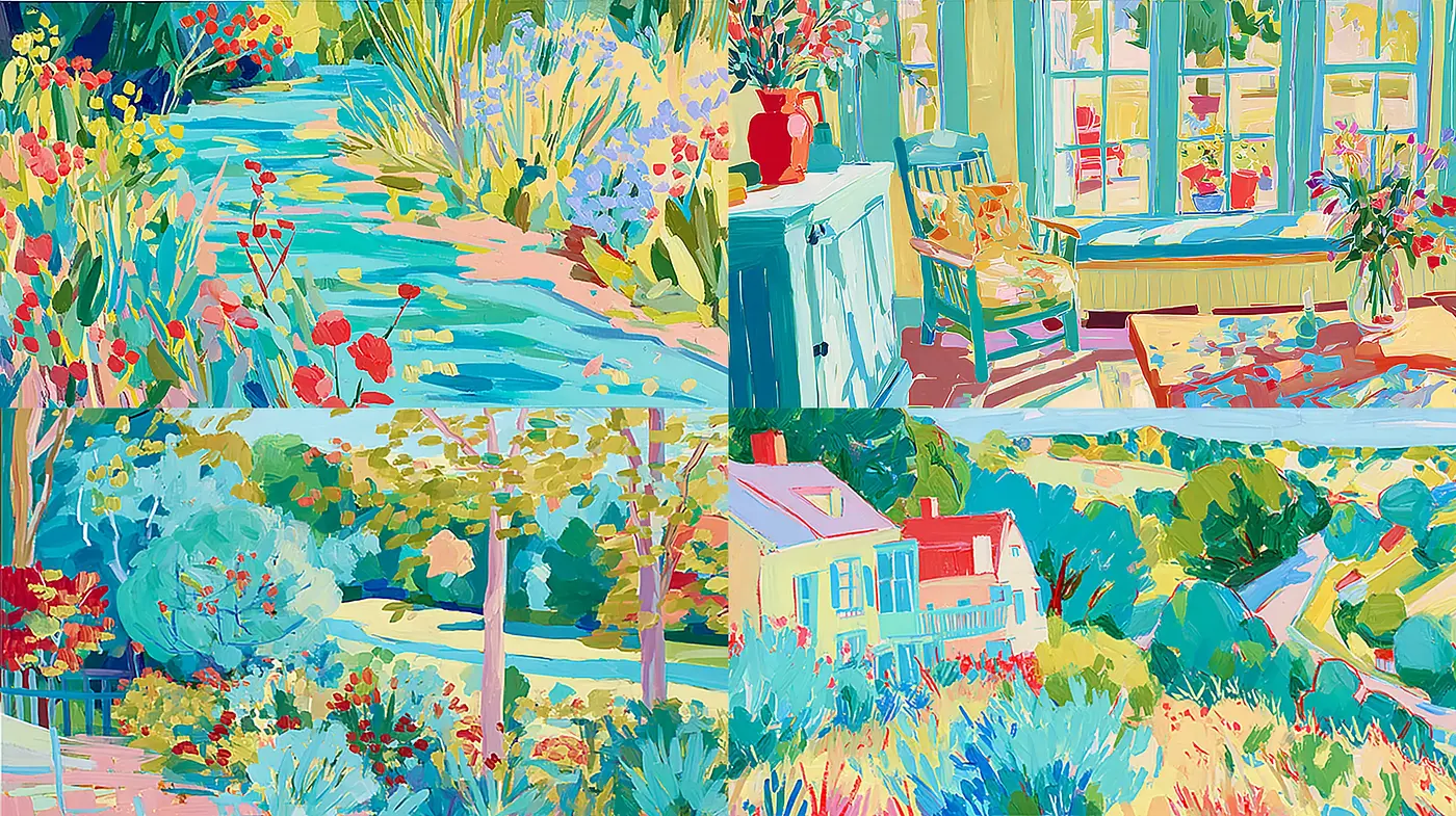Vibrant and Colorful Landscapes with a Playful Touch - Midjourney sref style