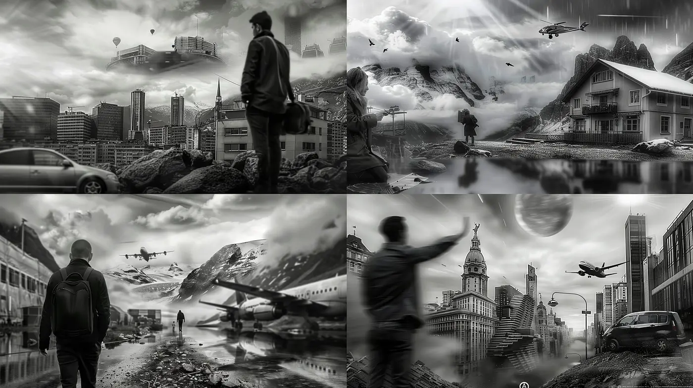Monochromatic Dreamscapes: A Fusion of Photorealism and Surreal Undertones - Midjourney sref style
