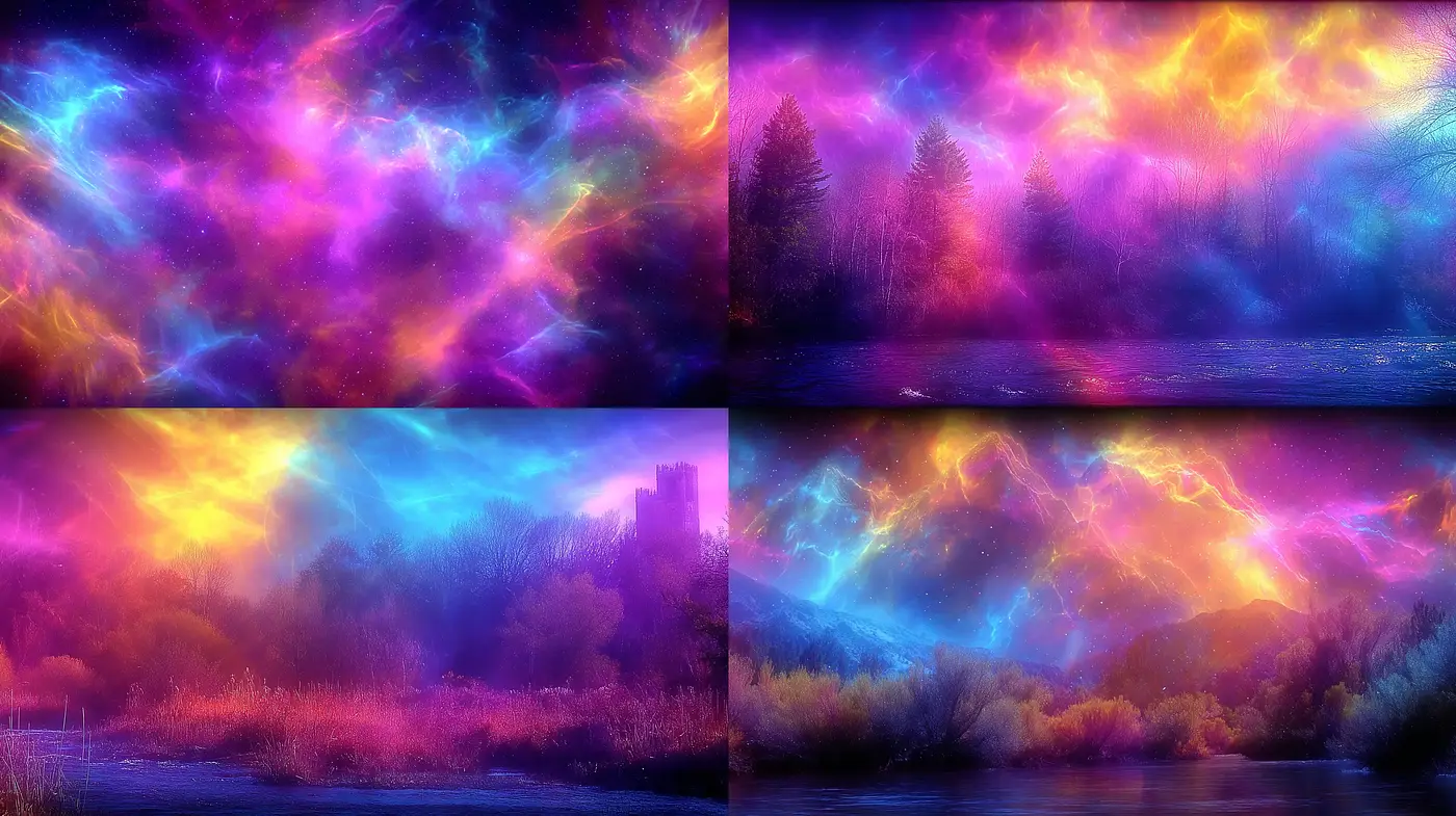 Surreal Cosmic Landscapes with Ethereal Lighting and Dreamlike Vibes - Midjourney sref style