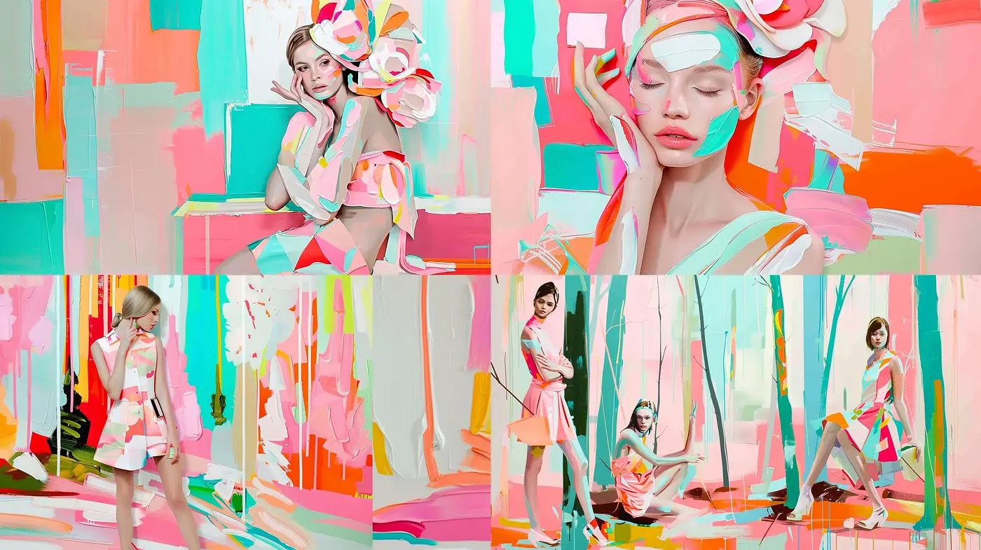 Modern Abstract Expressionist Fusion with a Candy-Colored Palette - Midjourney sref style