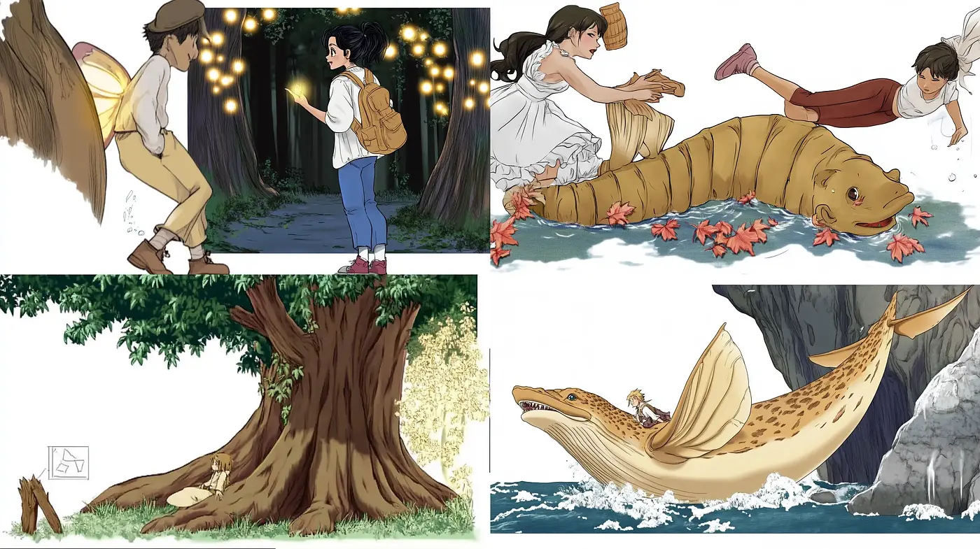 Whimsical Storybook Illustration with a Touch of Ghibli - Midjourney sref style