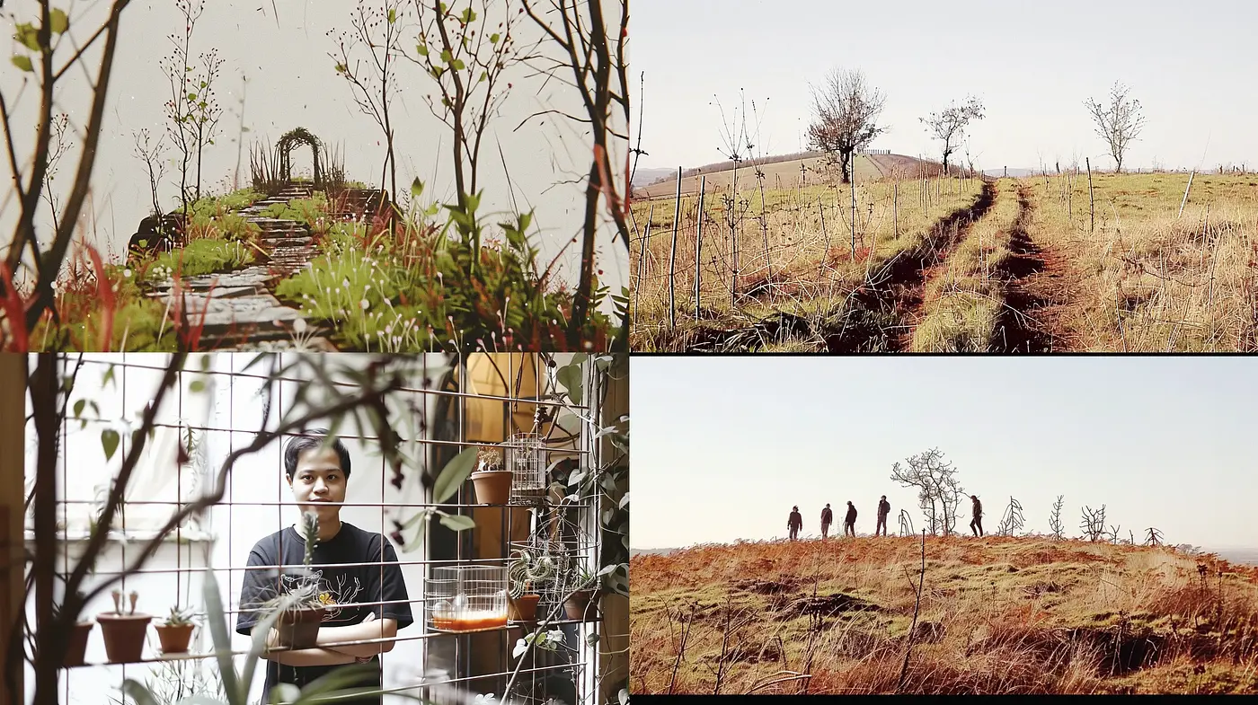 Earthy Tones of Serene Landscapes and Contemplative Stories - Midjourney sref style