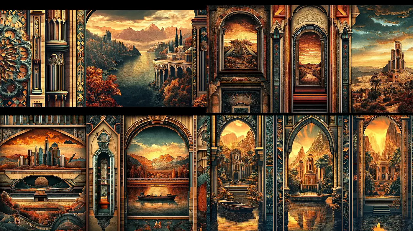 Surreal Renaissance Fusion with a Luminous Twilight Glow - Midjourney sref style