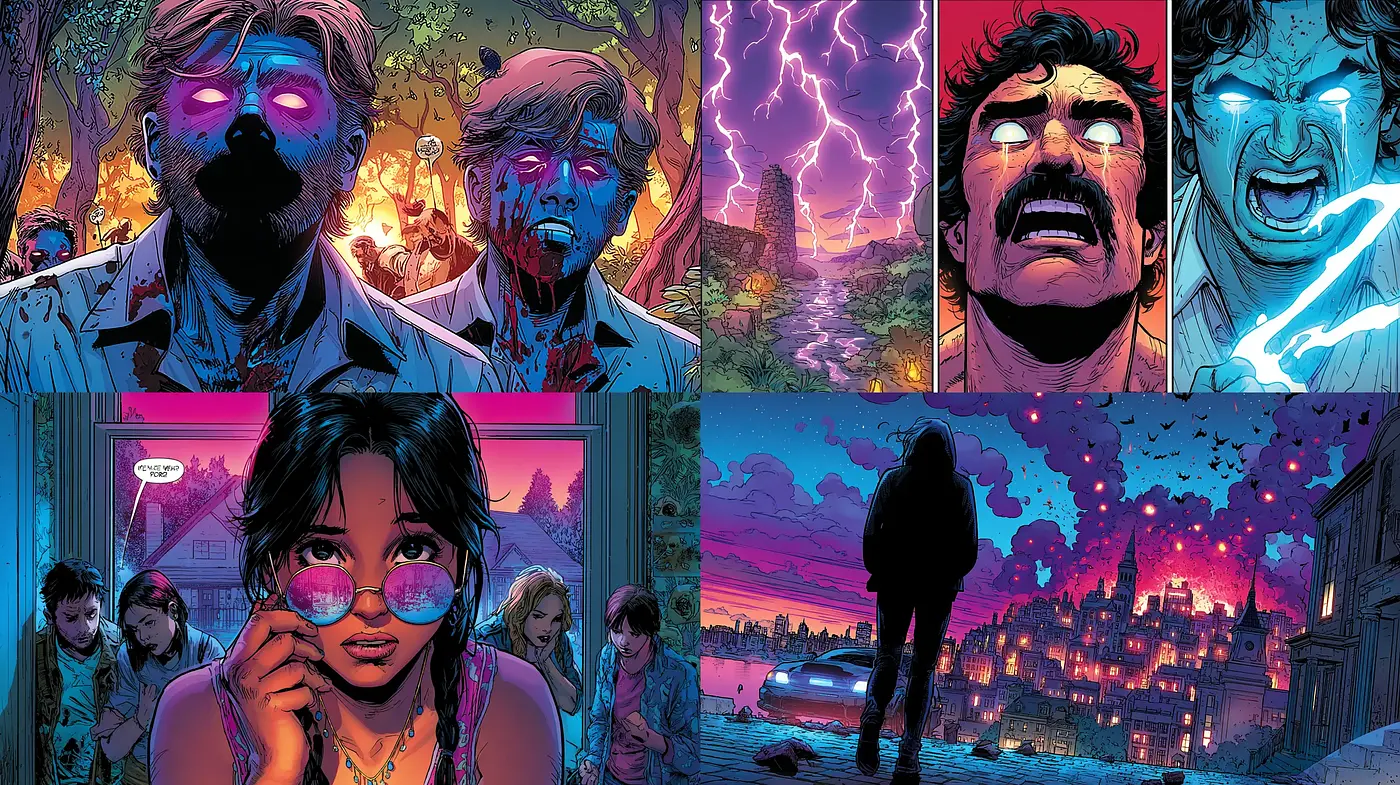 Vibrant and Dynamic Comic Style with a Hints of Distorted Reality - Midjourney sref style