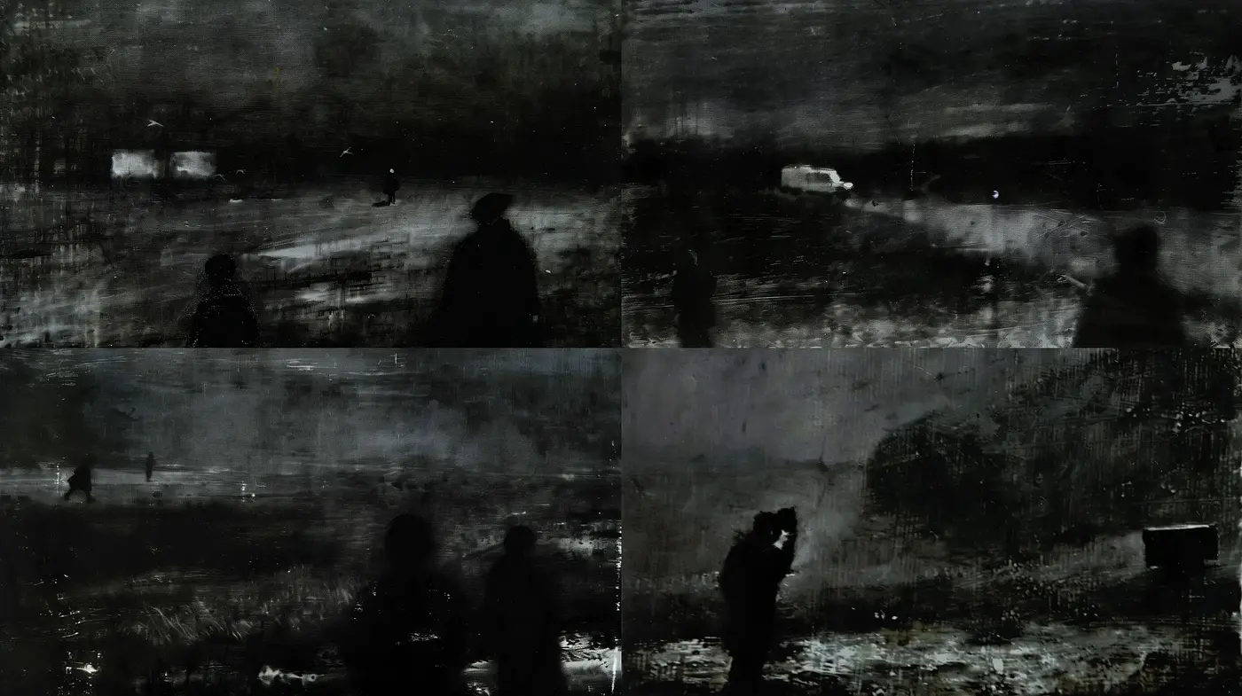 Echoes of Reminiscent Shadows: A Nocturnal Monochrome Vision - Midjourney sref style