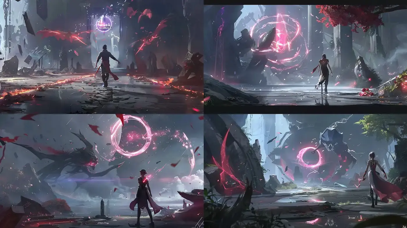 Dramatic and Ethereal Landscape with Elemental Themes - Midjourney sref style