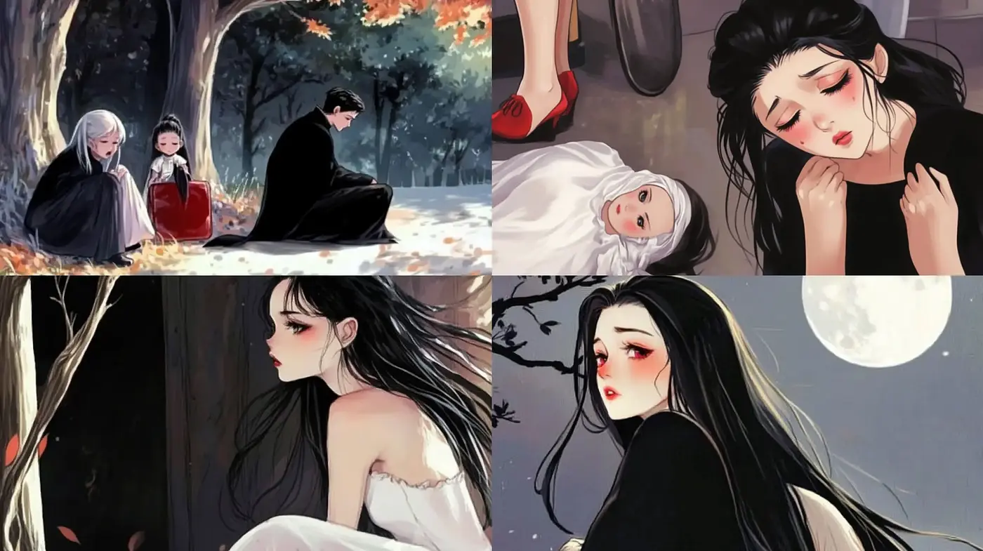 Ethereal Elegance with a Melancholic Anime Influence - Midjourney sref style