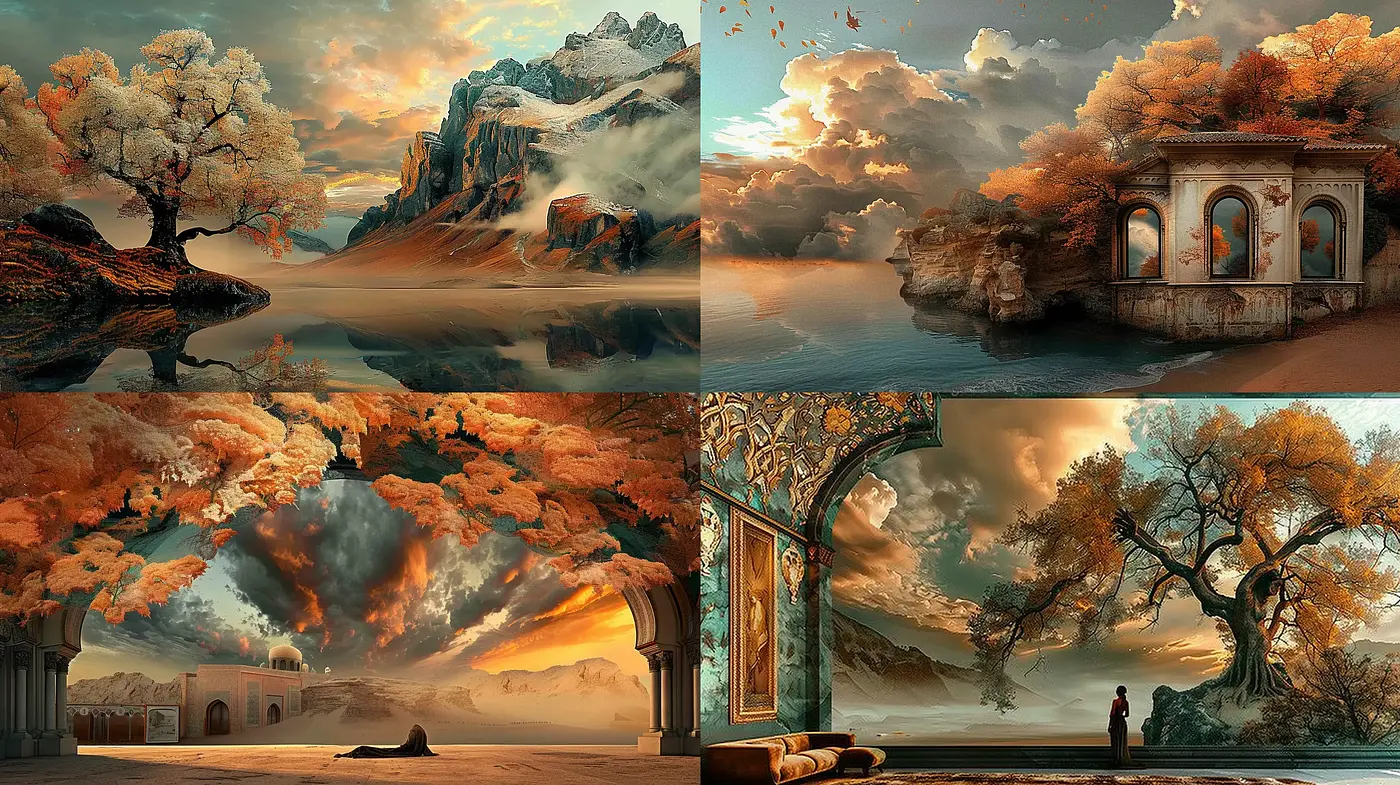 Ethereal Dreamscapes: A Symphony of Sunset and Solitude - Midjourney sref style