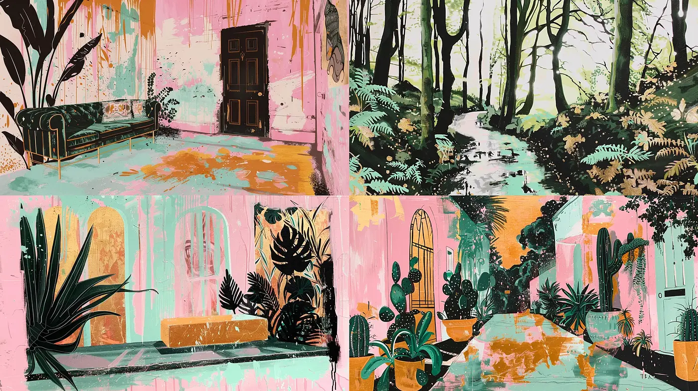 Abstract Botanical Elegance in Pastel Tones - Midjourney sref style