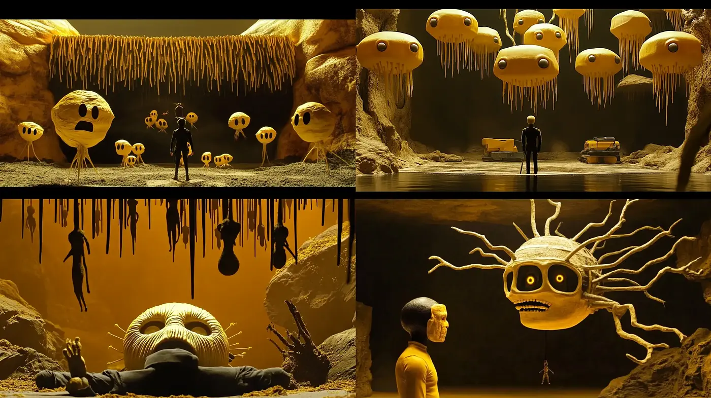 Surreal Shadowland: A Subdued Sepia-Toned Dreamscape - Midjourney sref style