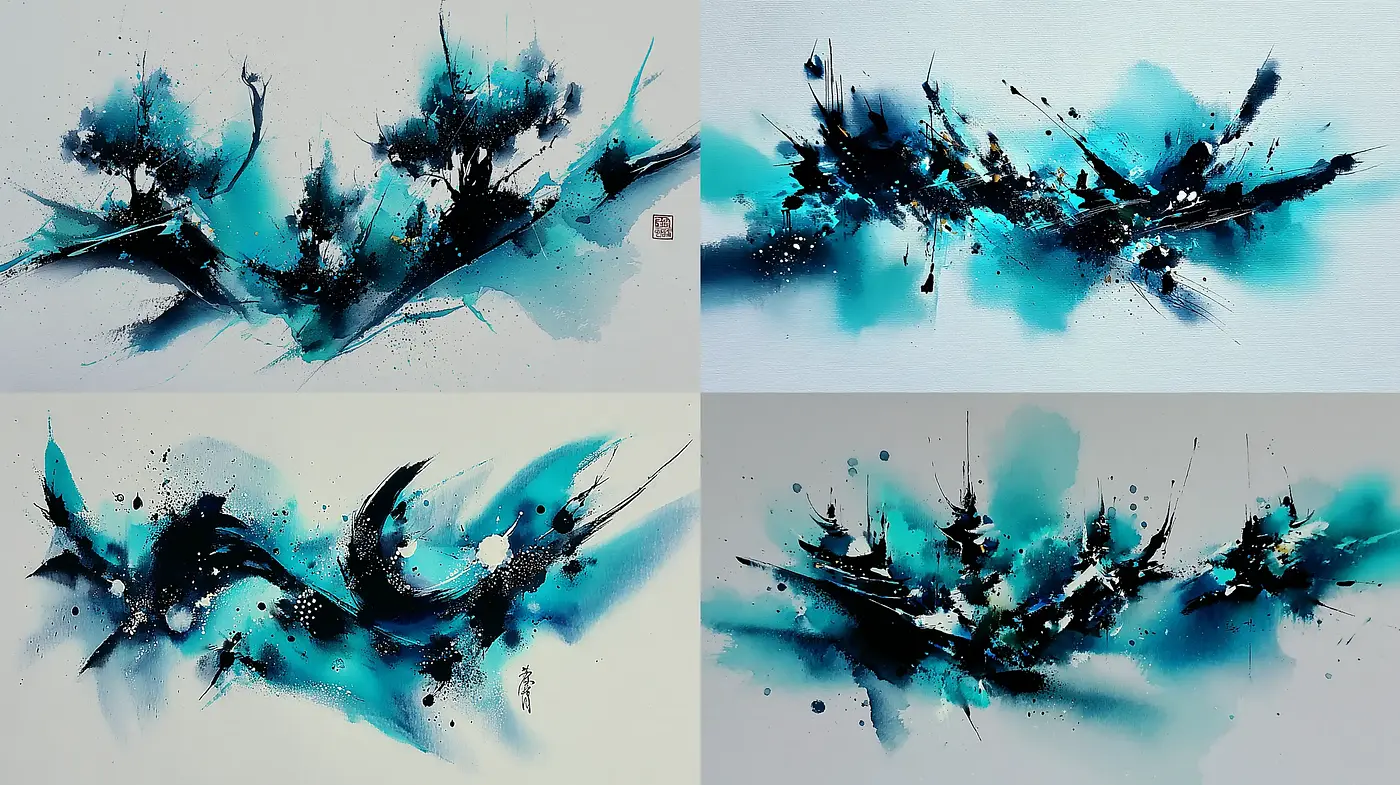 Contemporary Abstract Art with Fluid Brushwork and Dynamic Composition - Midjourney sref style