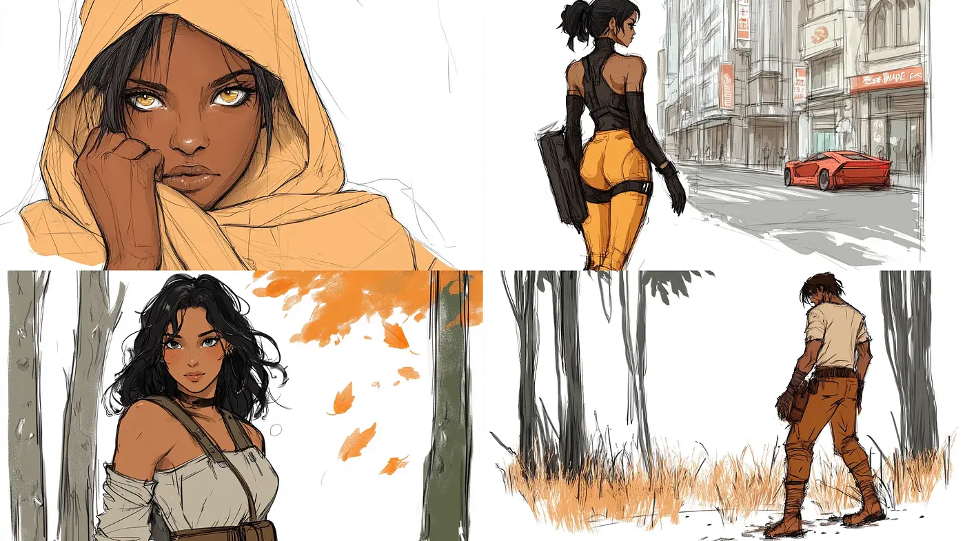Earthy-toned Modern Illustrative Fusion - Midjourney sref style