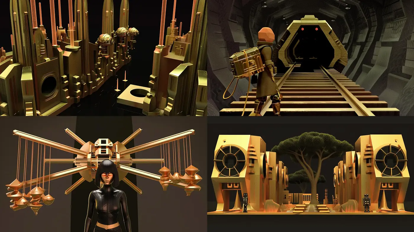 Futuristic Mechanical Consistency with a Surrealistic Edge - Midjourney sref style