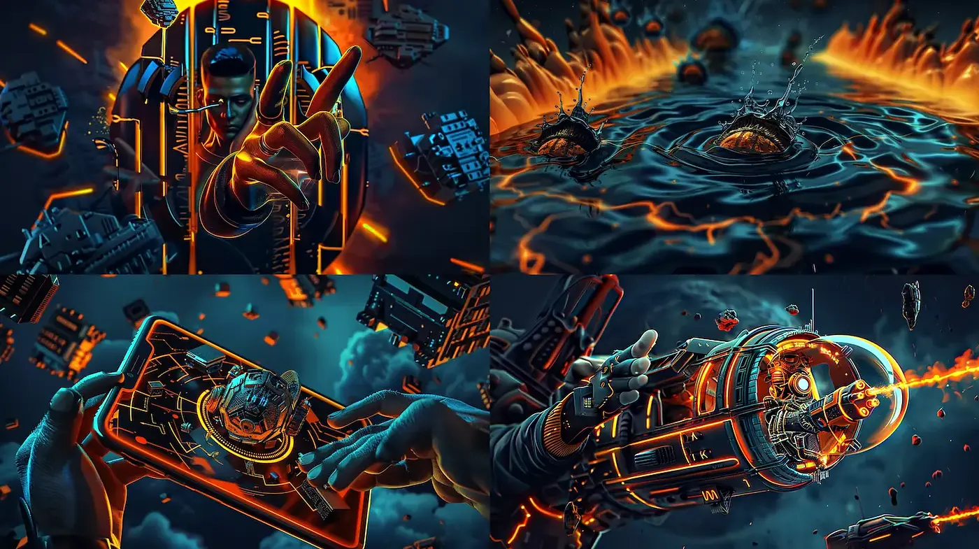 Futuristic and High-Tech Cybernetic Aesthetic with a Neon Vibe - Midjourney sref style