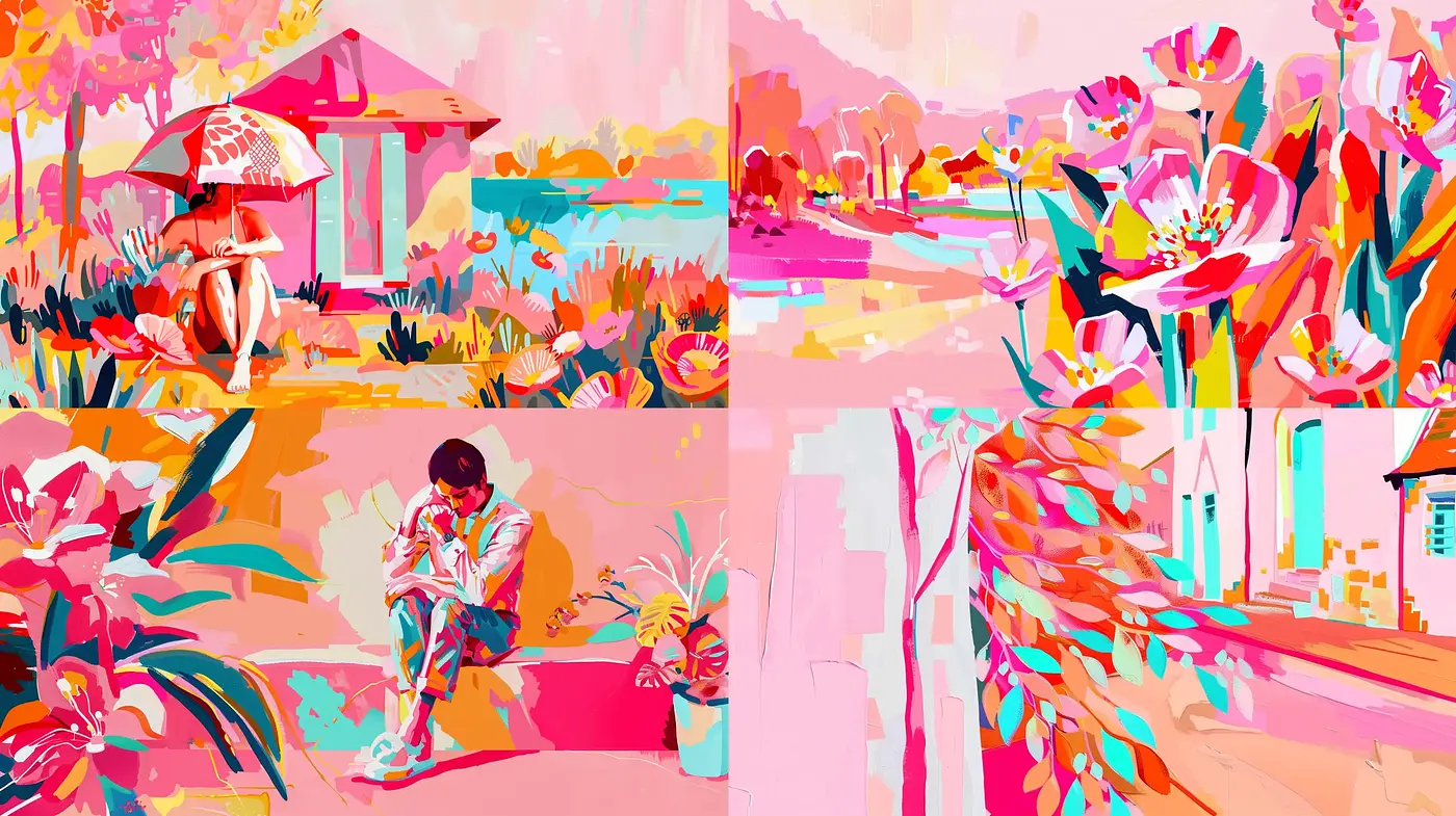 Lush Vivid Dreamscape in Expressive Color Blocks - Midjourney sref style