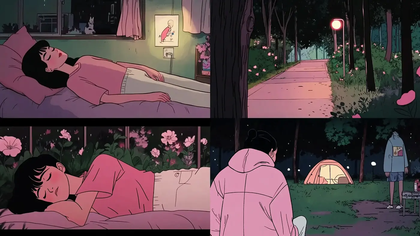 Tranquil Twilight Dreamscapes in Anime-Inspired Illustration - Midjourney sref style