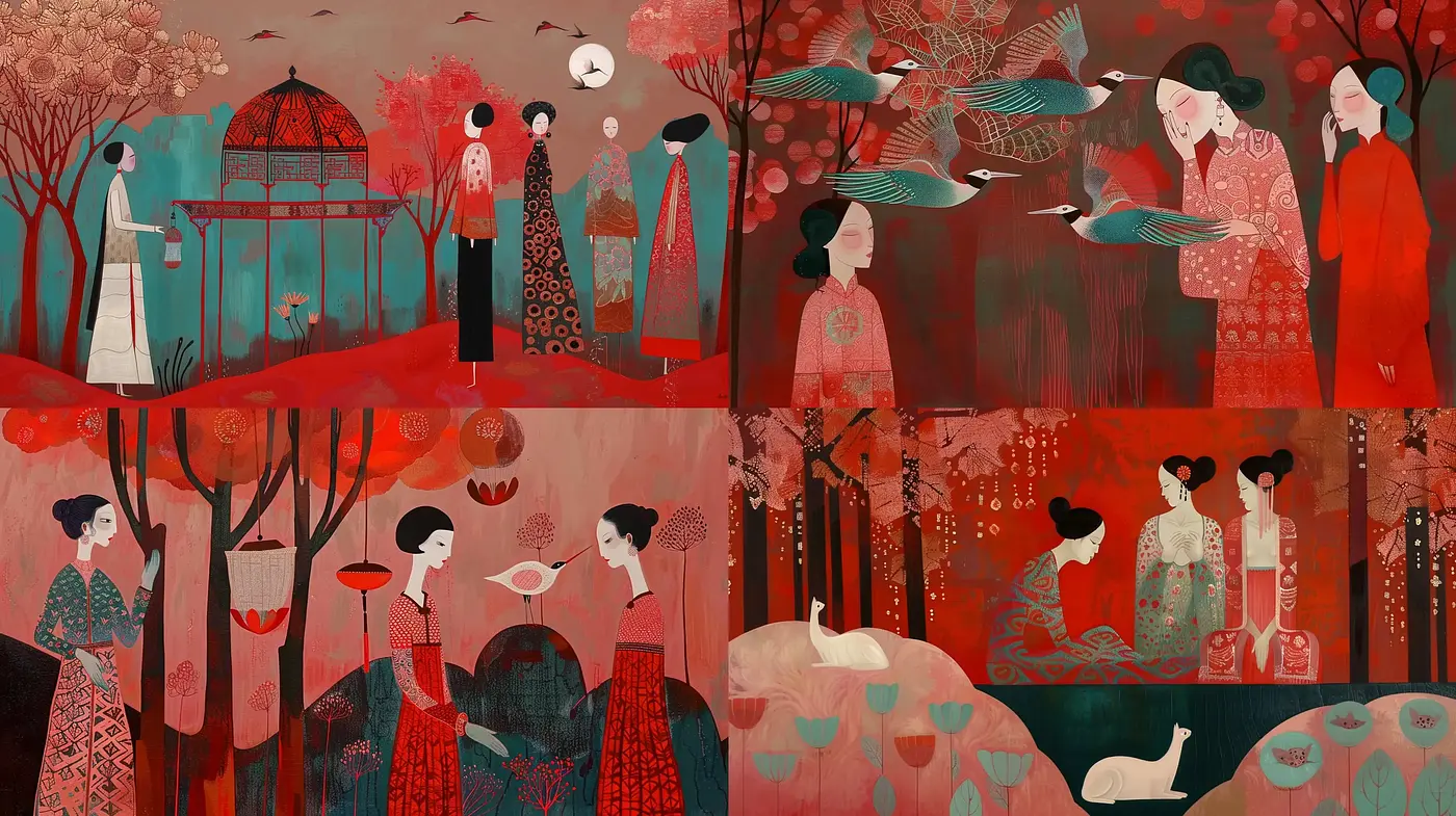 Harmonious Redolence: A Tapestry of Stylized Oriental Elegance - Midjourney sref style