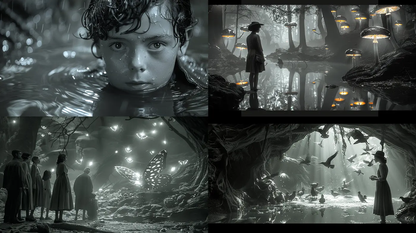 Mystical Enchantment in Monochromatic Dreamscapes - Midjourney sref style