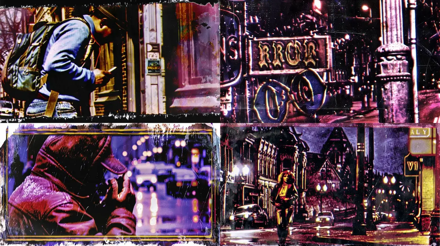 Mysterious urban atmosphere with vintage undertones and dramatic lighting - Midjourney sref style