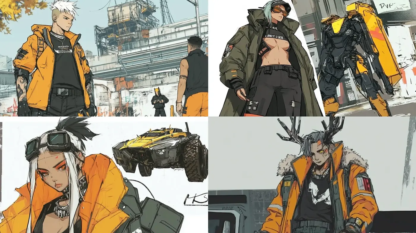 Cyberpunk Envisioned: Gritty Textured Futurism in Earth Tones - Midjourney sref style