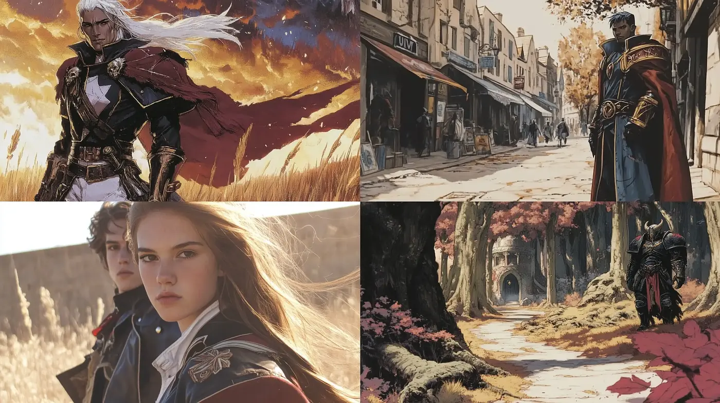 Epic Fantasy Journey in Autumnal Hues - Midjourney sref style