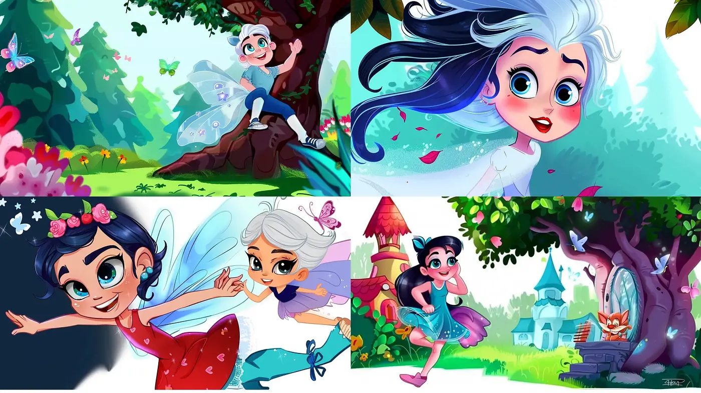 Enchanting Whimsical Animation Style with Vibrant Fairy Tale Elements - Midjourney sref style